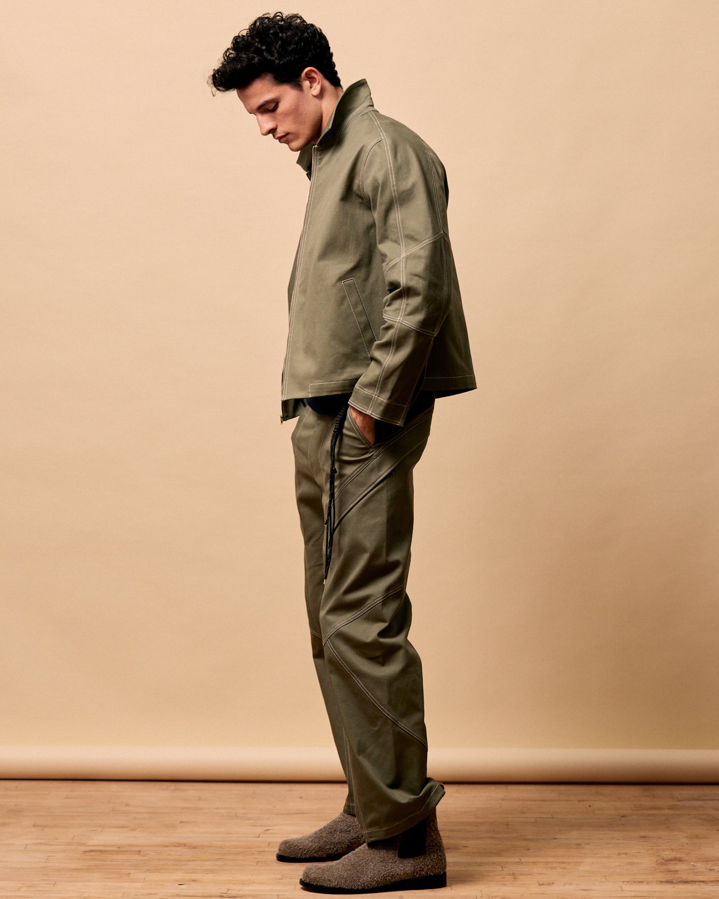 Elvis jacket in sage with blue