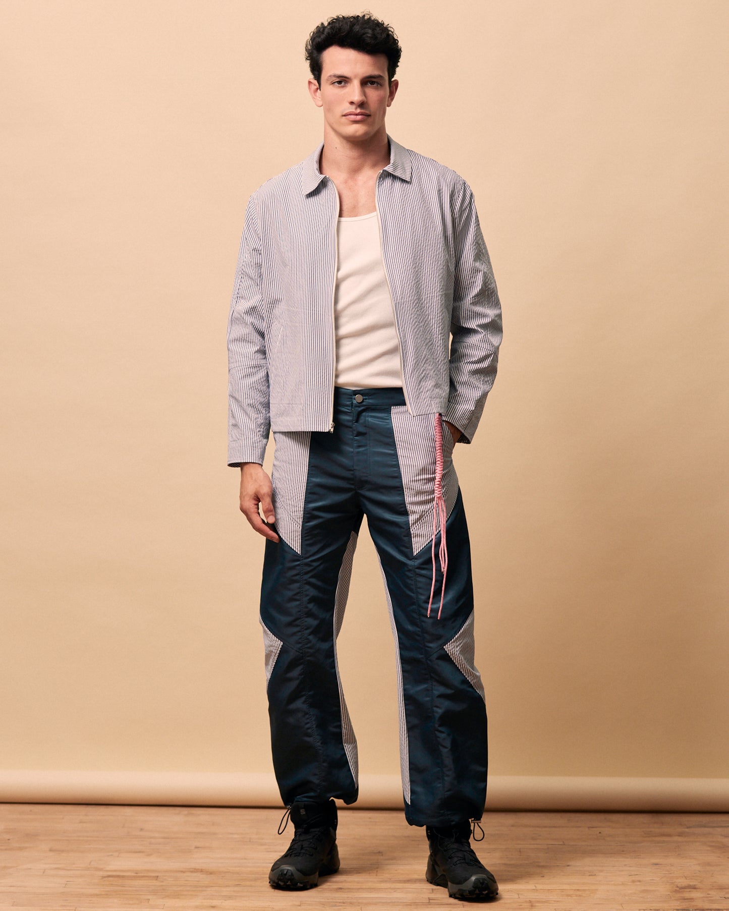 Zip Front Shirt Jacket in Recycled Seersucker