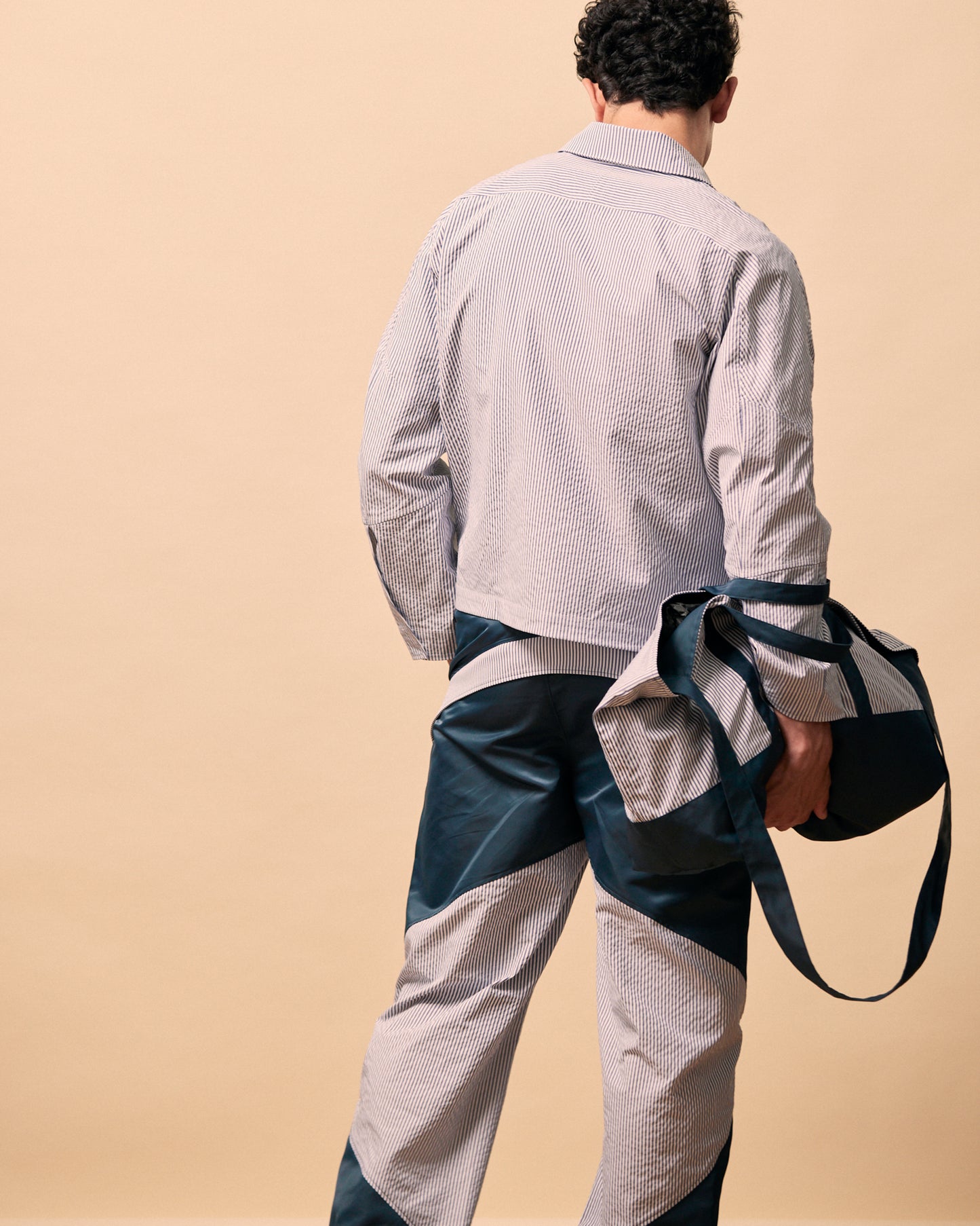 Zip Front Shirt Jacket in Recycled Seersucker