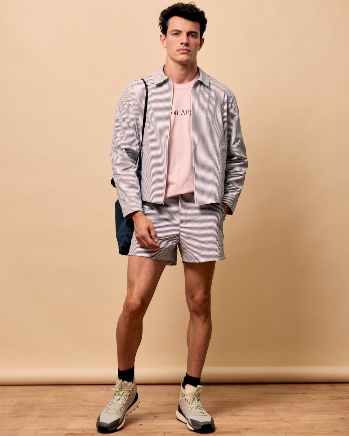 Zip Front Shirt Jacket in Recycled Seersucker