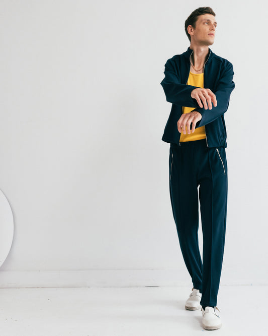 Murray track jacket in navy pique