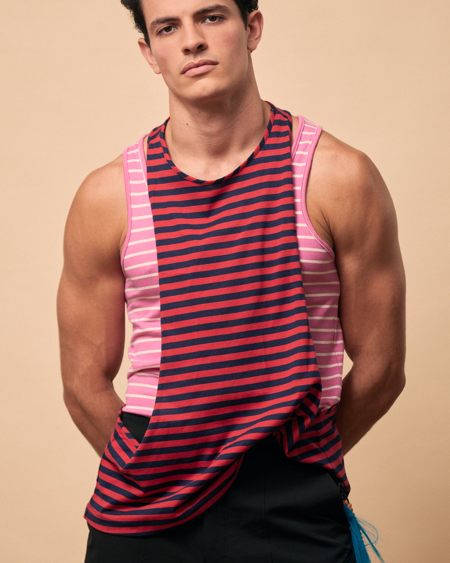 Scoop Tank in Red & Navy Stripe