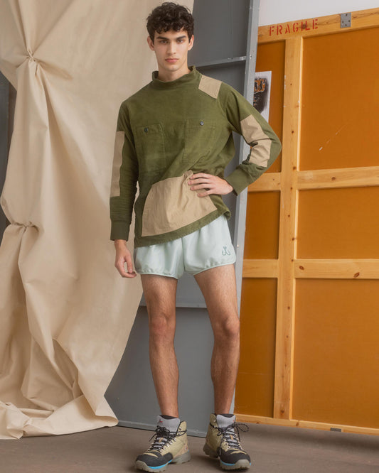 Funnel Neck Flannel - Olive & Seedling