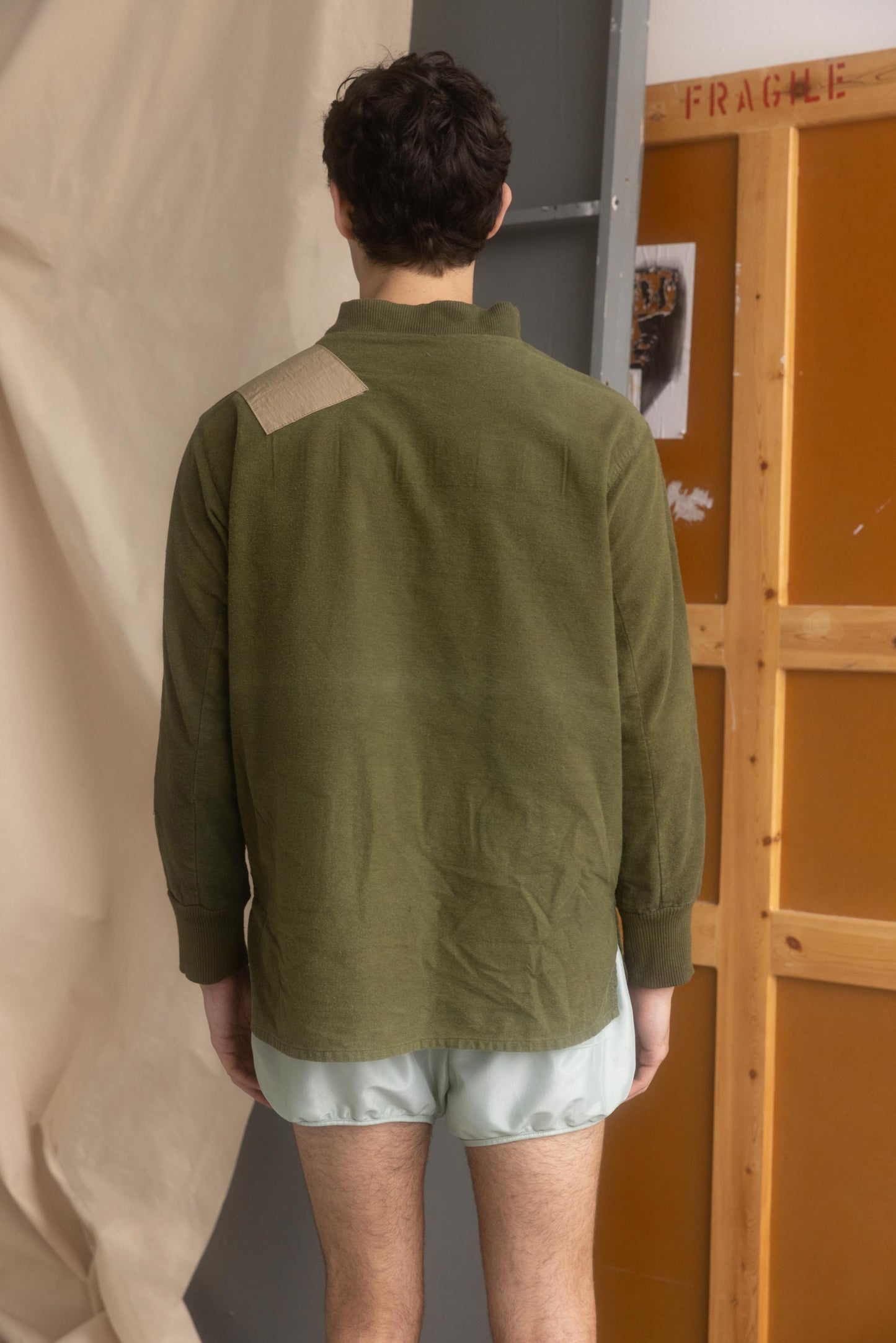 Funnel Neck Flannel - Olive & Seedling