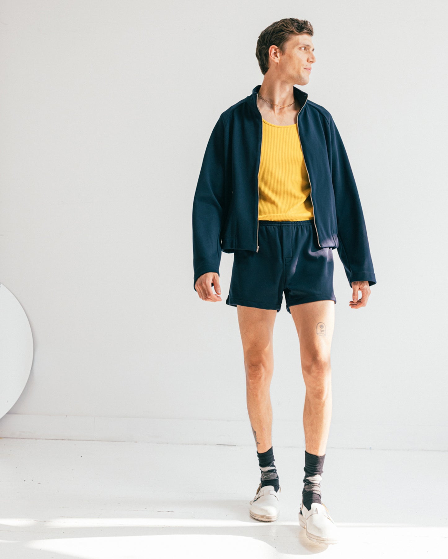 Murray track jacket in navy pique