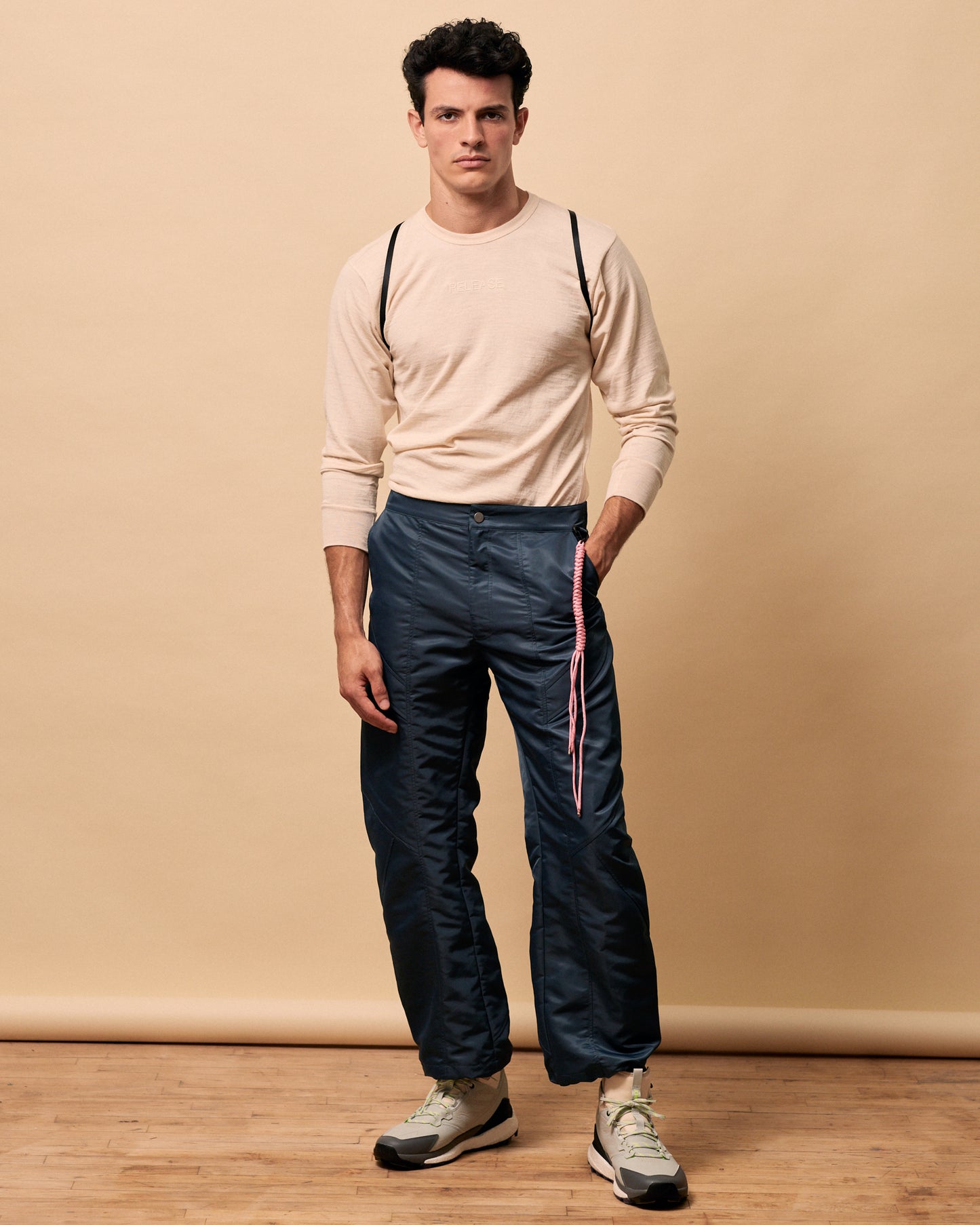 Pant in Navy Aviator Satin Nylon