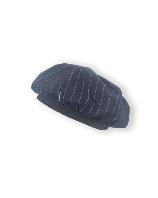 Tam in navy pinstripe