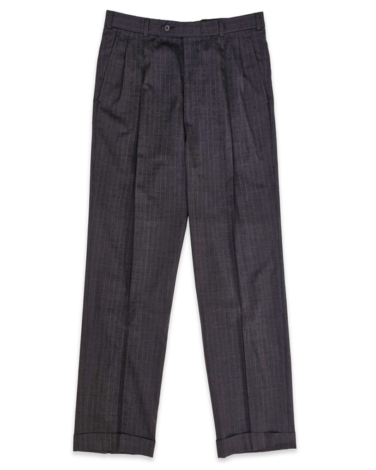 RE: Stitched crease trouser in charcoal pinstripe