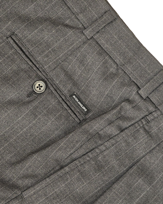 RE: Stitched crease trouser in charcoal pinstripe