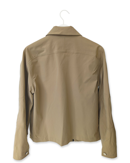Zip Up Shirt Jacket in Ecru Tech Stretch