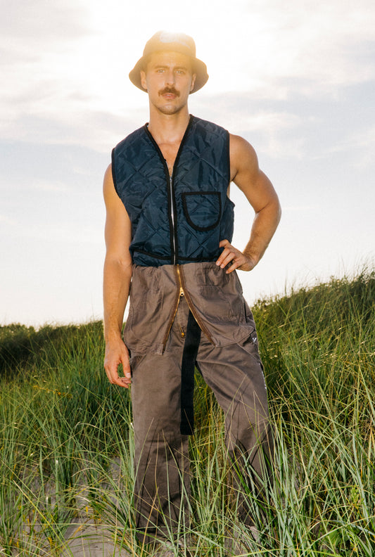 Quilted Nylon Vest - Navy