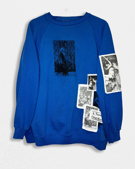 Printed Patch Sweatshirt - Cobalt