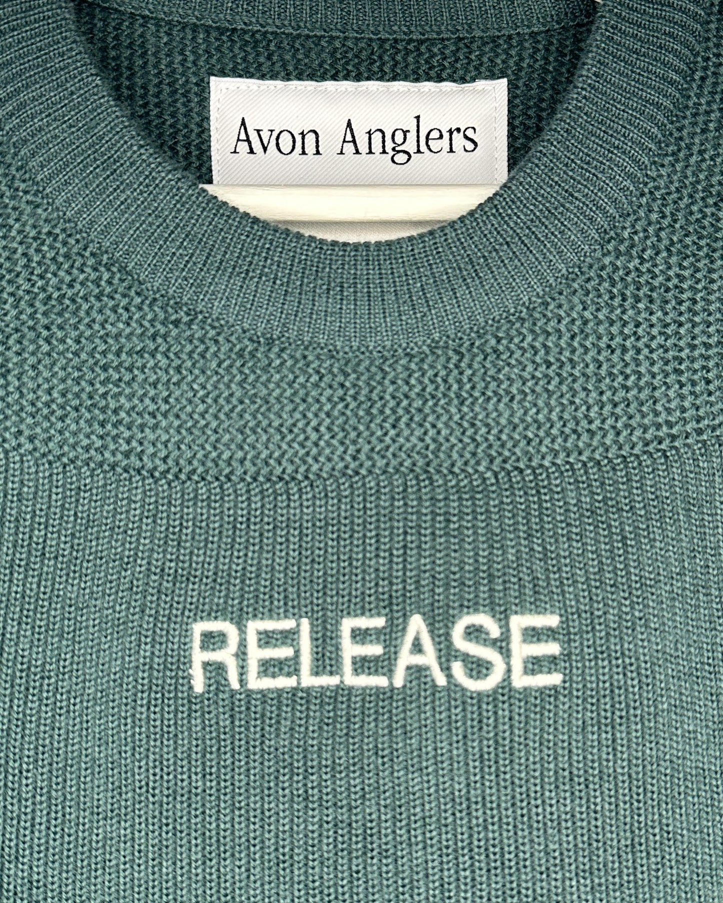 Embroidered 'RELEASE' Wool Sweater - Moss