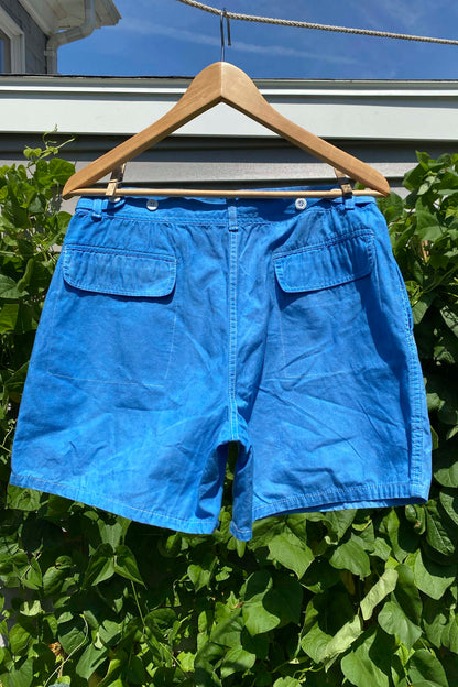 Woven Pleated Short - Blue Wash